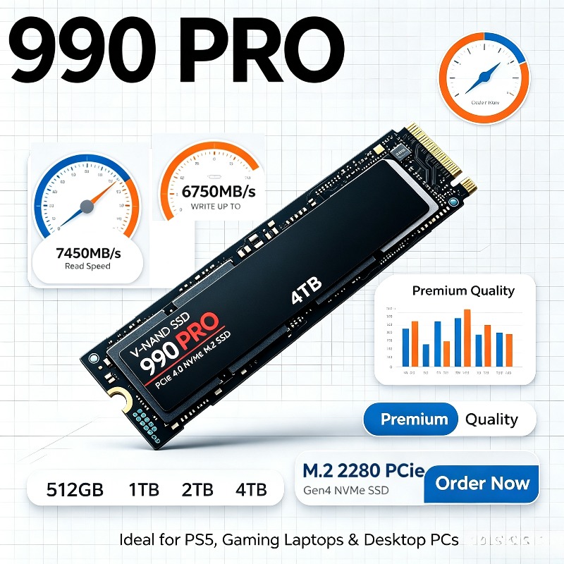 Pcie 4.0 4Tb 2280 Ssd 7450Mbps - 990 PRO 정품 SSD – 512GB/1TB/2TB/4TB,